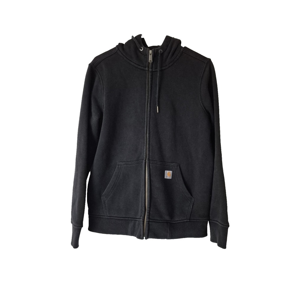 Carhartt Jacket Womens M Black Relaxed‎ Fit Fleece Hoodie Long Sleeve Full Zip